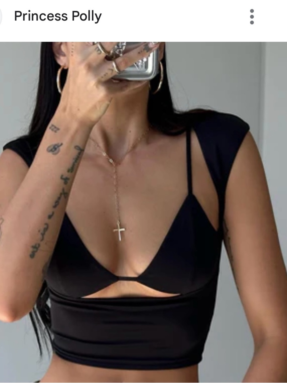 Princess Polly Black Cutout V-Neck Crop Top